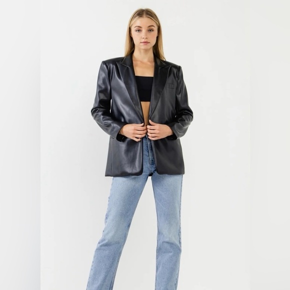 Endless Rose Jackets & Blazers - Endless Rose Vegan Leather Oversized Blazer Black Medium NWT